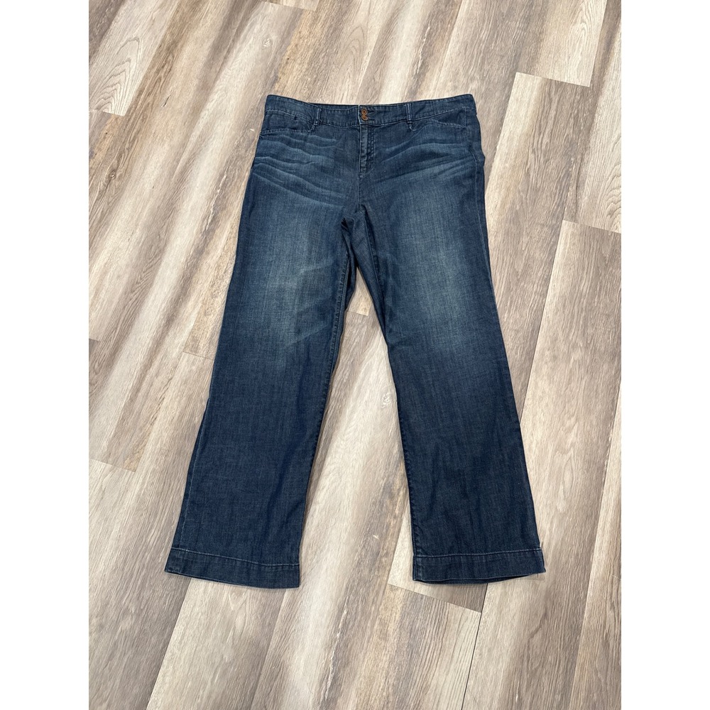 Lauren Ralph Lauren Jeans Co Womens 16W Dark Wash Wide Leg Denim Trouser Pants - Picture 2 of 6